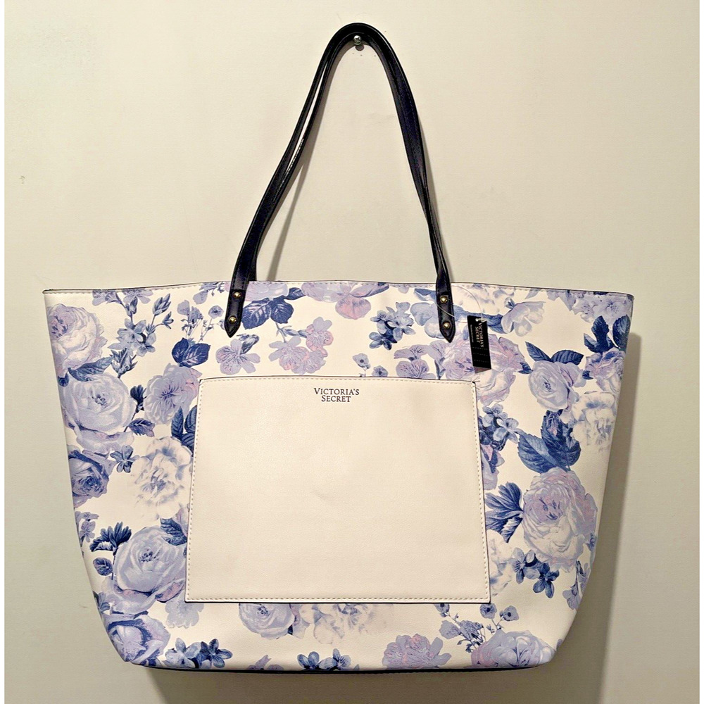 NWT Victoria's Secret Blue White Floral Tote Shoulder Bag 2022 Limited Edition